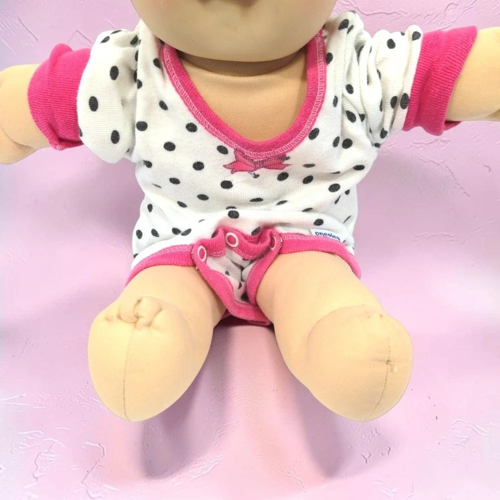 VTG 80s Cabbage Patch Kids Preemie Doll Bald Blue Eyes Polka Dot Onesie CPK 1984
